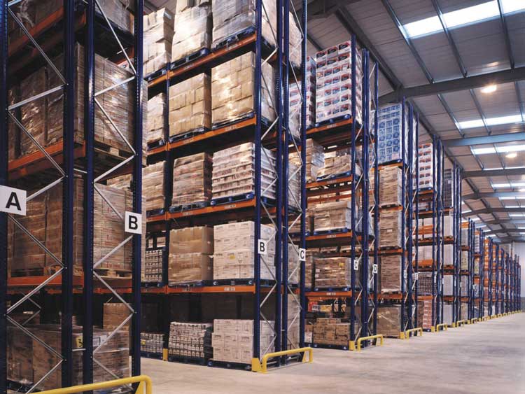 Warehouse multi-tier heavy-duty pallet racking system supplied by Spieth