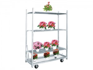 Flower Display Trolley with 3 Wire Mesh Shelves